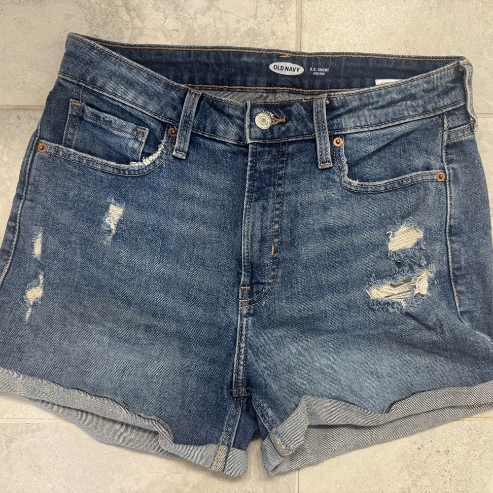 Old Navy Women's Blue Jean Shorts with Distressed Look
